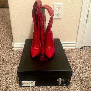 STEVE MADDEN HERA RED CROCO THIGHT BOOTS 6.5 BRAND NEW, NEVER WORN